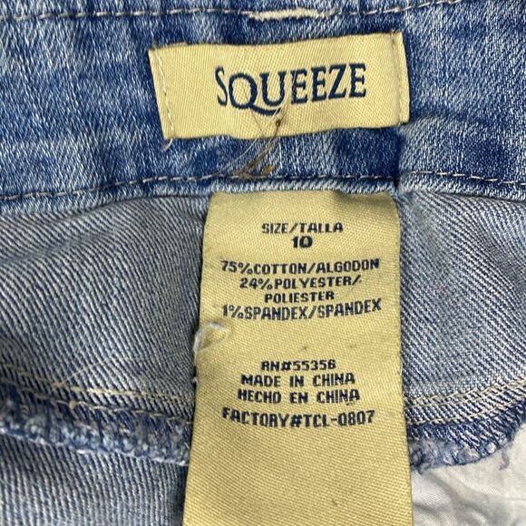 5/$25 Squeeze Blue Denim Girls Distressed Raw Hem Overall Jeans Pockets 10 - Picture 9 of 10
